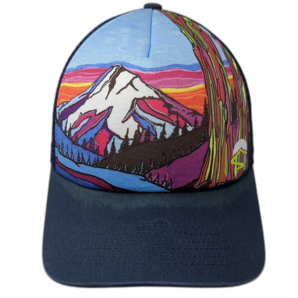 Sunday Afternoons Trucker Hat Blue One Size Artist Series Mountain Graphic